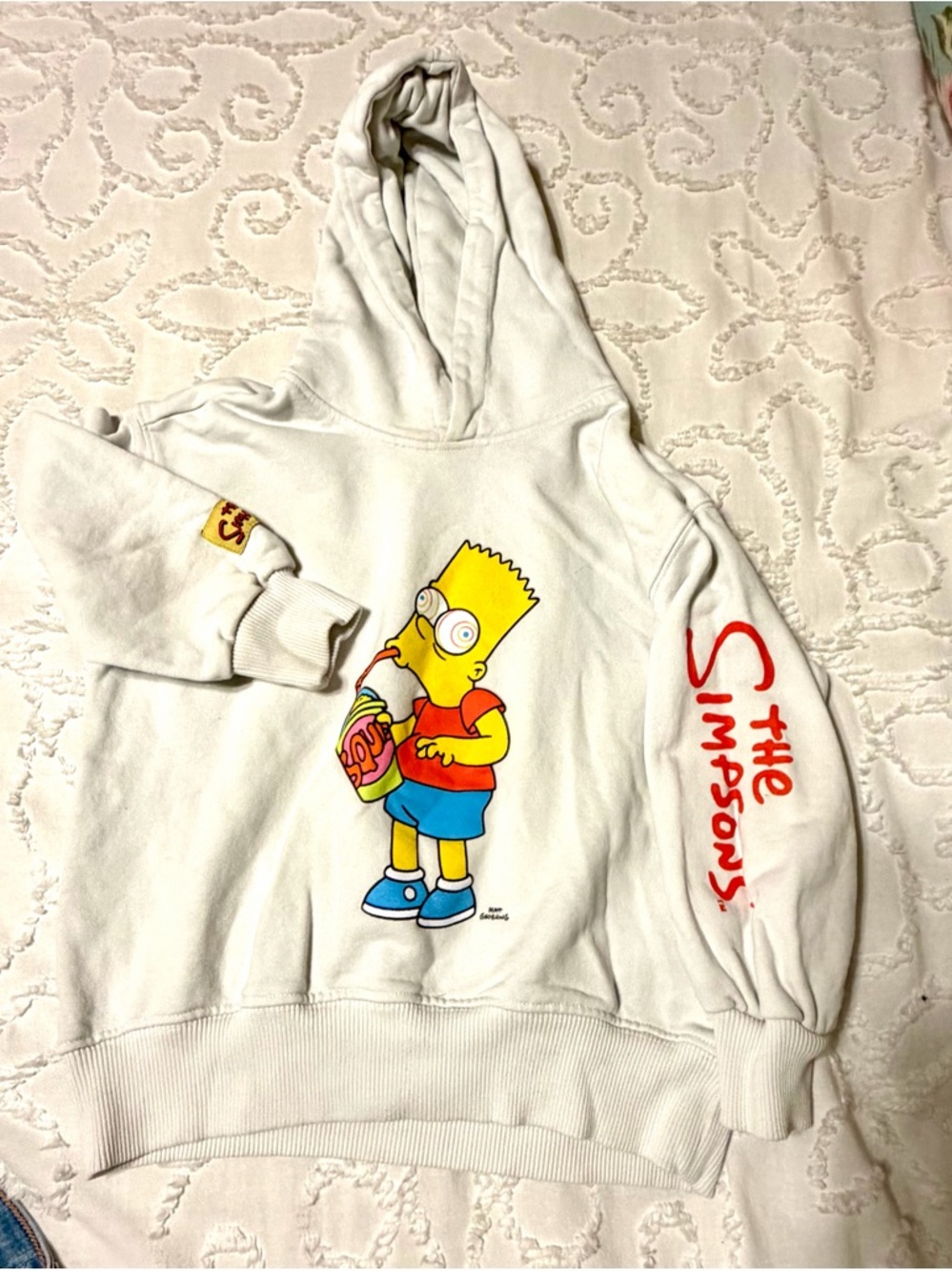 Zara White Kids Hoodie with The Simpsons Bart Graphic
